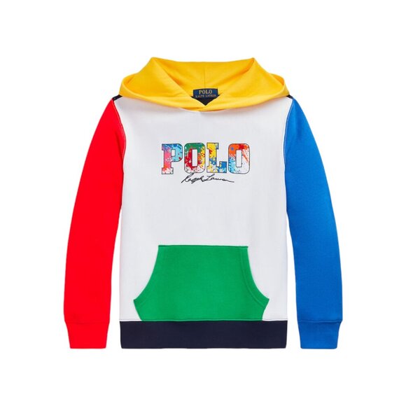 Polo Ralph Lauren Color Blocked Paint Splatter Logo Hoodie Sweatshirt Kids
